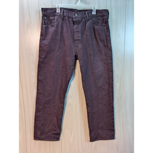 Levi's Men's 501XX Maroon Burgundy Denim Jeans 40x32 Button-Fly Straight Leg - Picture 1 of 9